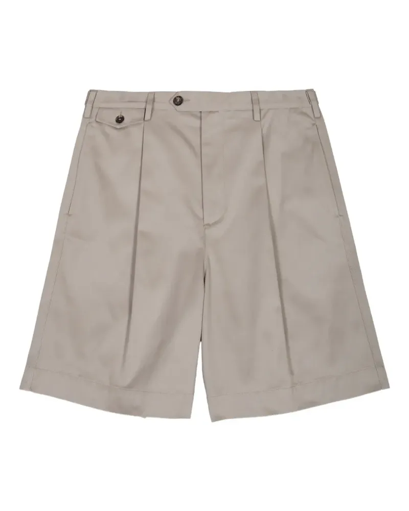 Mauro Grifoni gabardine pleated button-flap shorts - Nude Nude