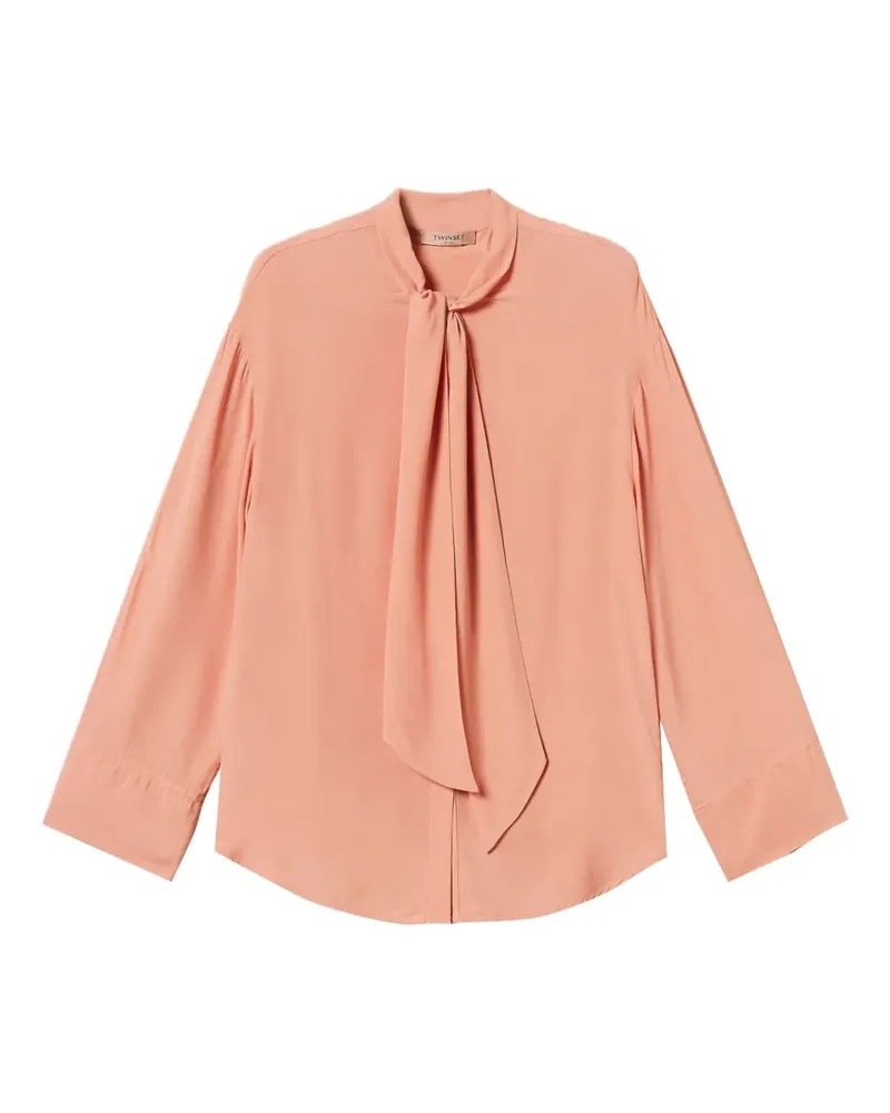 Twin-Set Krepphemd mit Schleifenkragen - Rosa Rosa