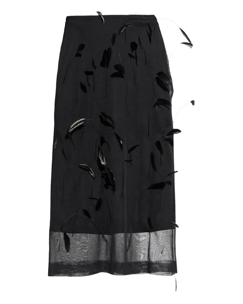 Jil Sander feather-embellished midi skirt - Schwarz Schwarz