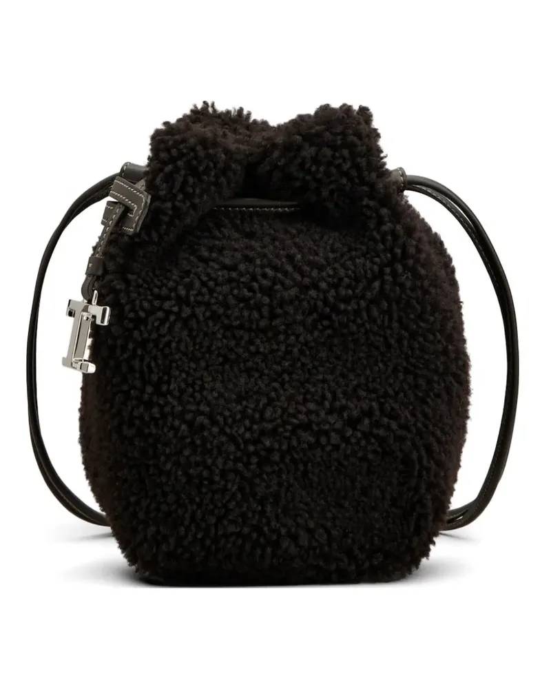 TOD'S Micro Beuteltasche aus Shearling - Braun Braun