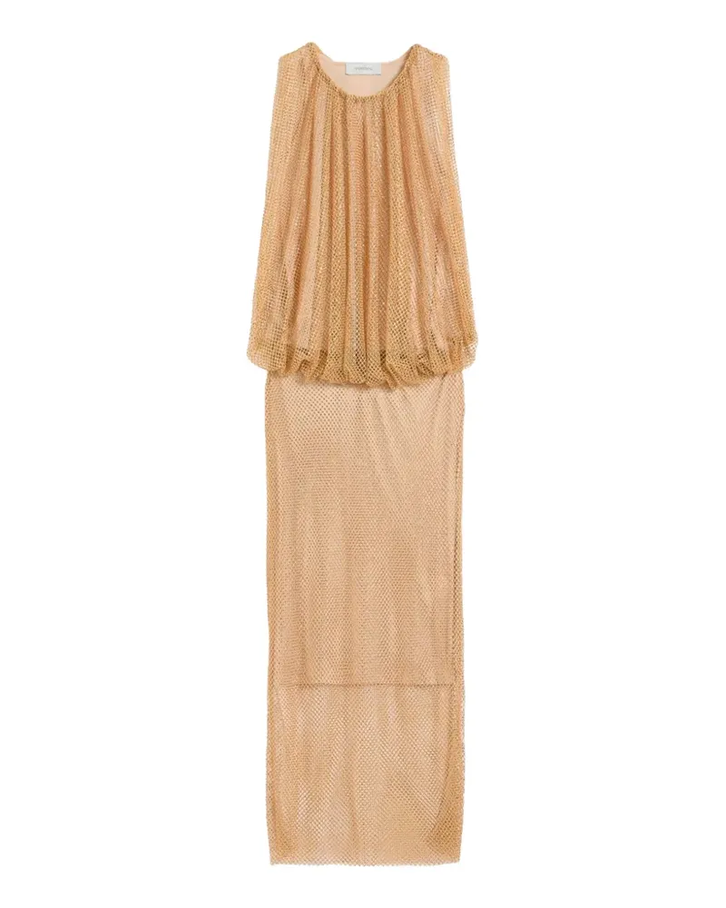 SPORTMAX Pappa Maxikleid aus Mesh mit Kristallen - Nude Nude