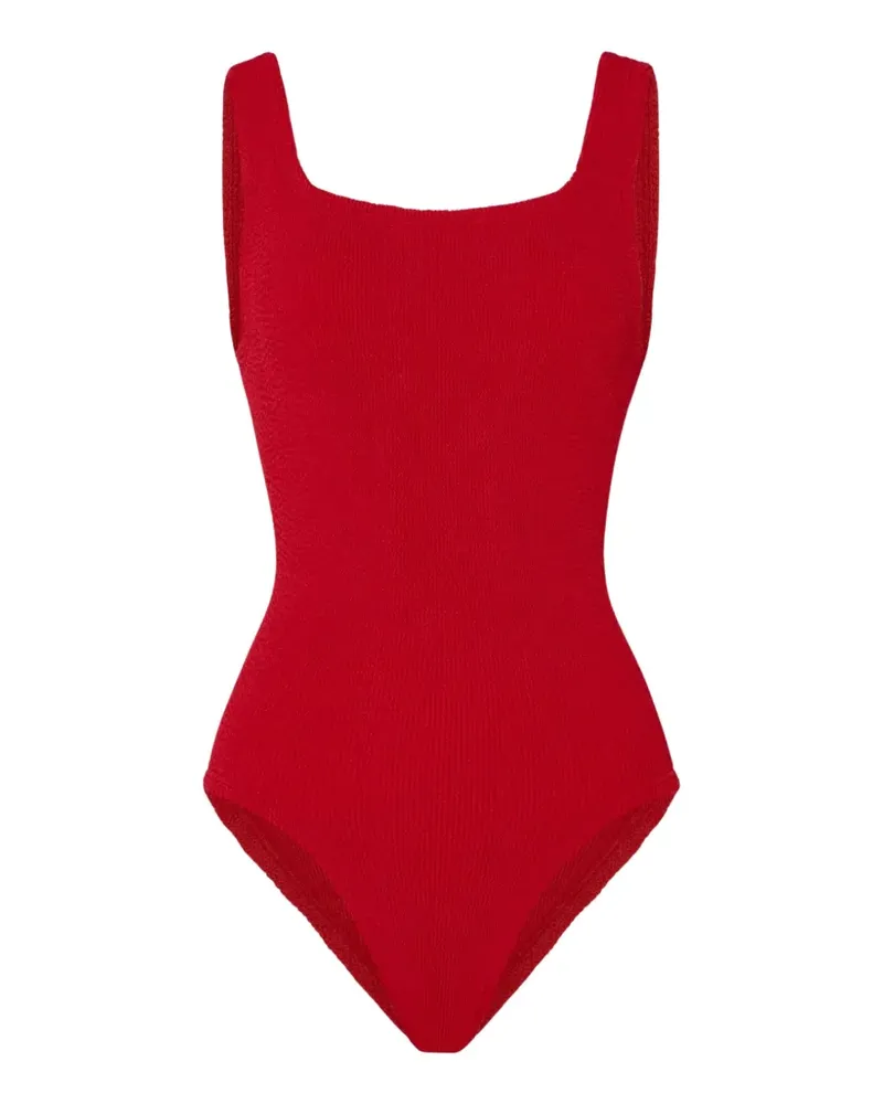 Hunza G crinkle-effect square-neck swimsuit - Rot Rot