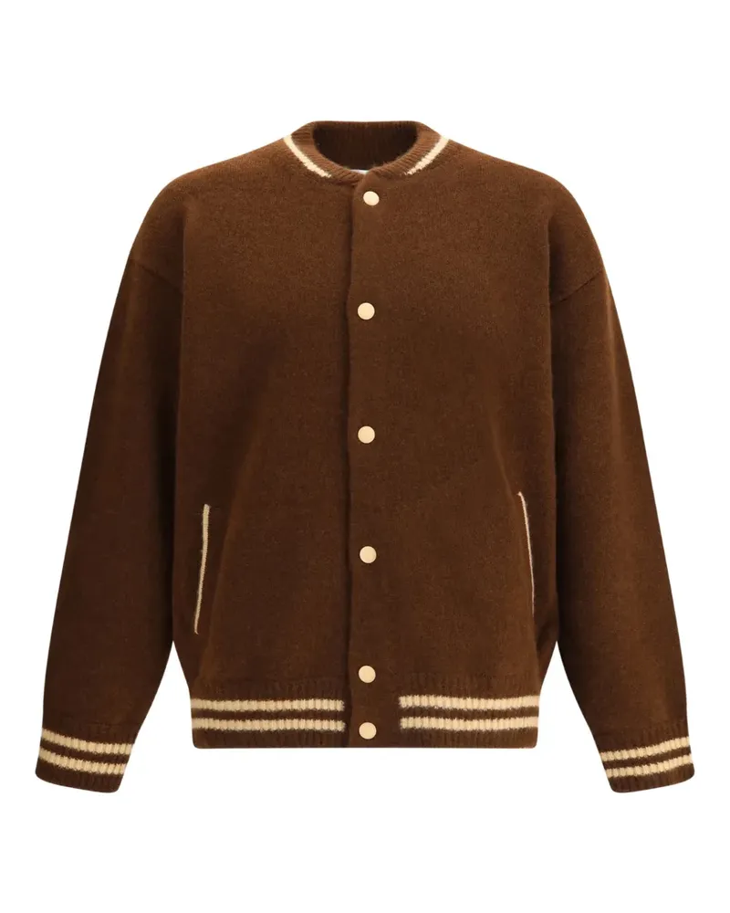 Laneus knitted baseball-stripe bomber jacket - Braun Braun
