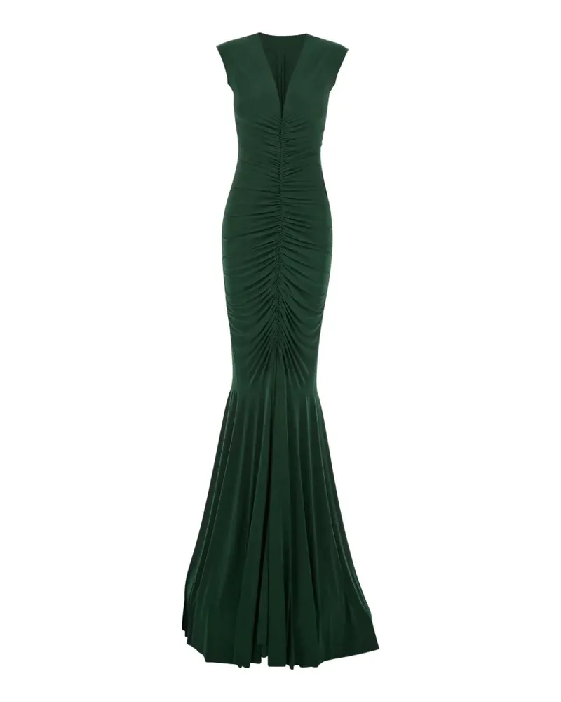 Norma Kamali V-neck ruched gown - Grün Grün