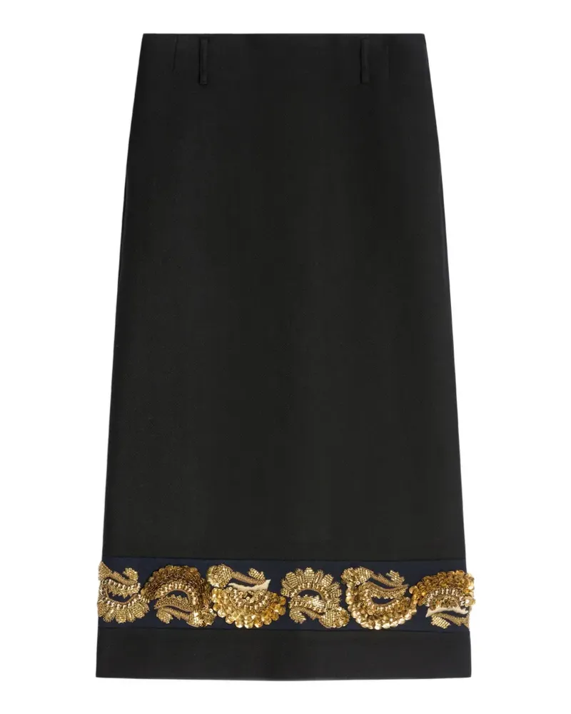 Dries van Noten Langer Rock mit Stickerei - Schwarz Schwarz