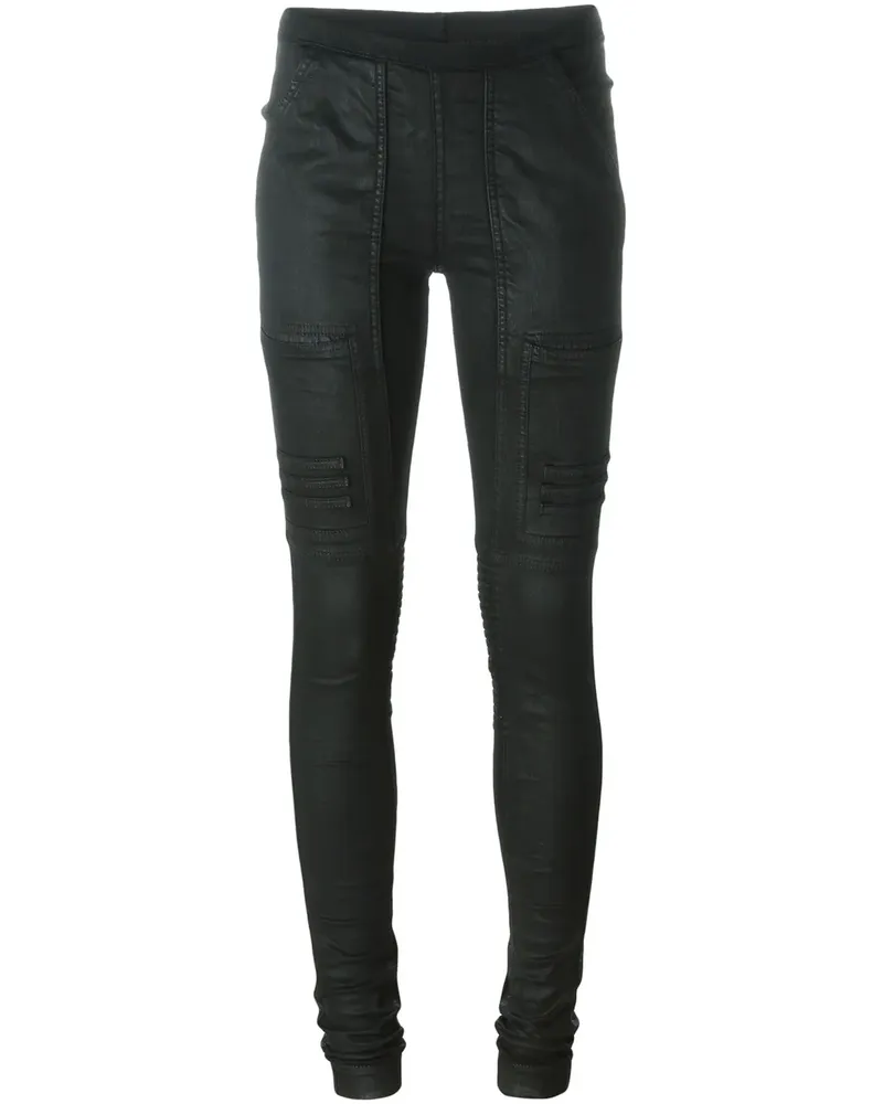 DRKSHDW by Rick Owens wax effect biker skinny trousers - Schwarz Schwarz