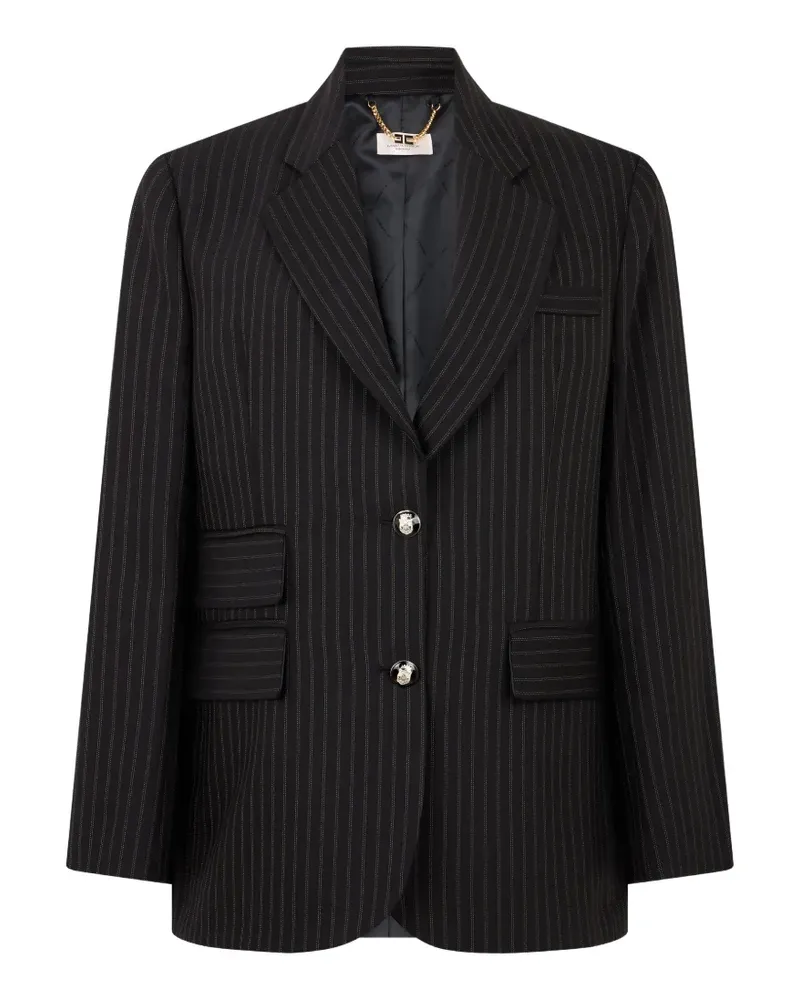 Elisabetta Franchi Gestreifter Blazer mit fallendem Revers - Schwarz Schwarz