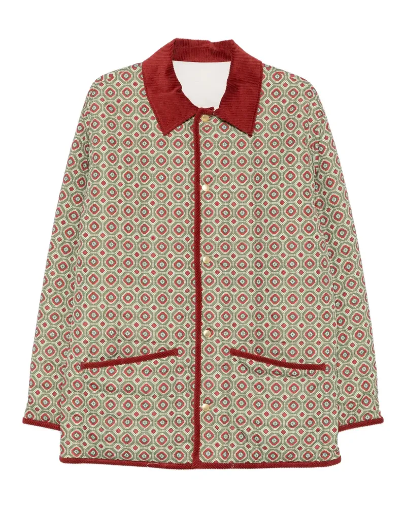 Drôle de Monsieur geometric-print corduroy-collar jacket - Grün Grün