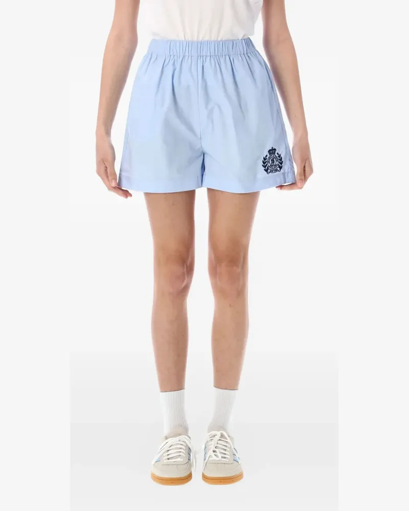 SPORTY & RICH Shorts mit Wappenstickerei - Blau Blau