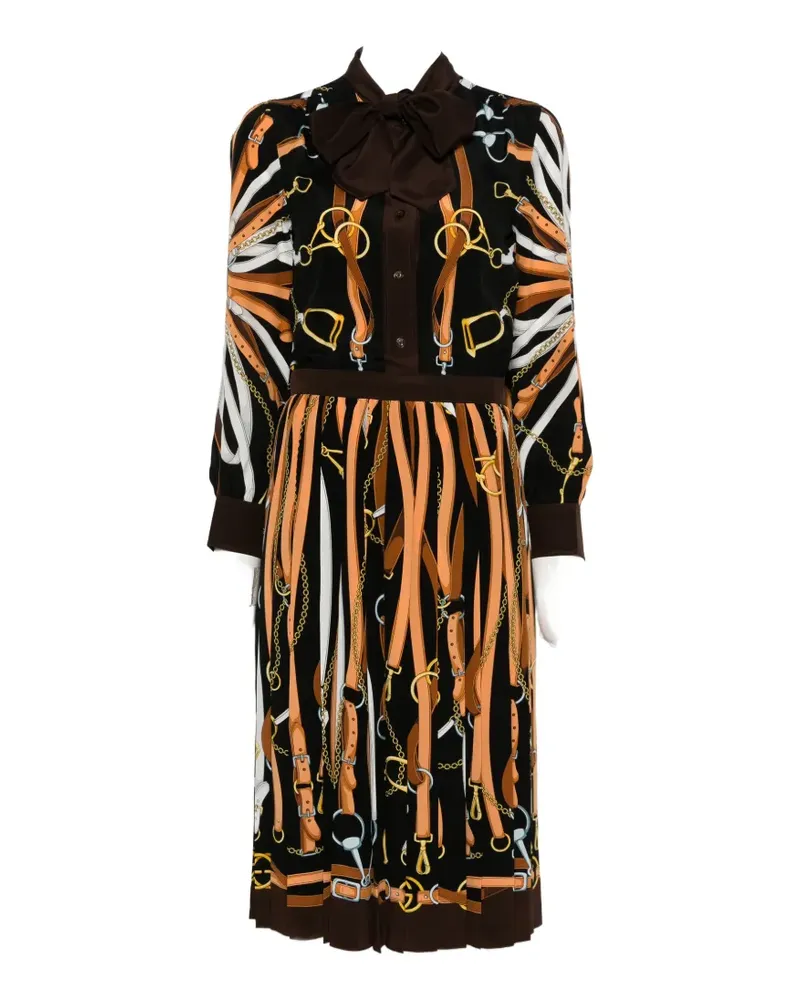Gucci Midikleid aus Seide mit Print - Schwarz Schwarz