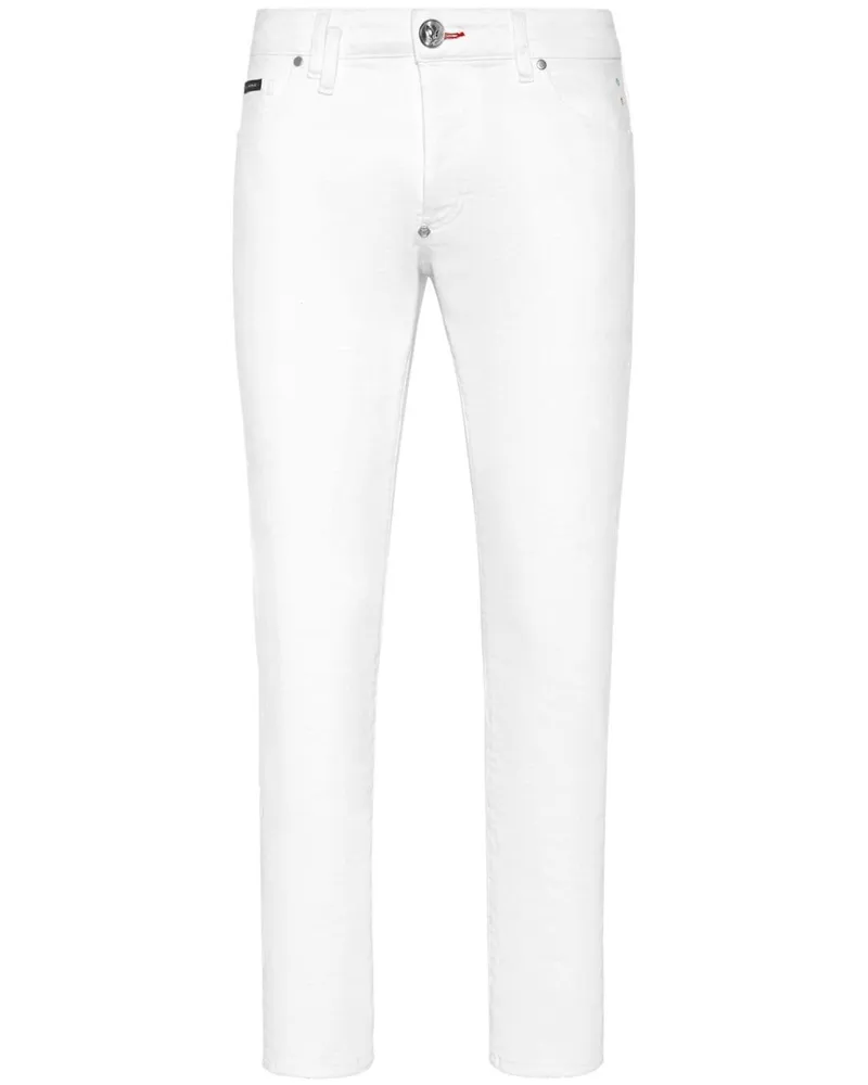 Philipp Plein Skinny-Jeans mit Herzapplikation Weiß