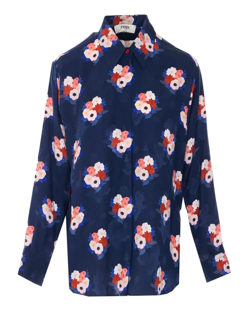 Fendi Hemd mit Blumenprint - Blau Blau