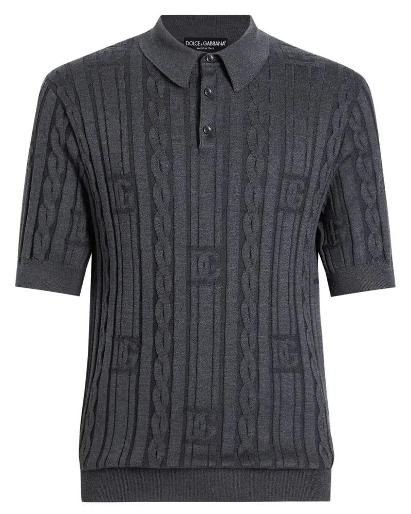 Dolce & Gabbana Poloshirt mit Zopfmuster-Optik - Grau Grau