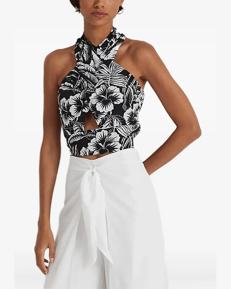 Ralph Lauren Neckholder-Top mit Blumen-Print - Schwarz Schwarz