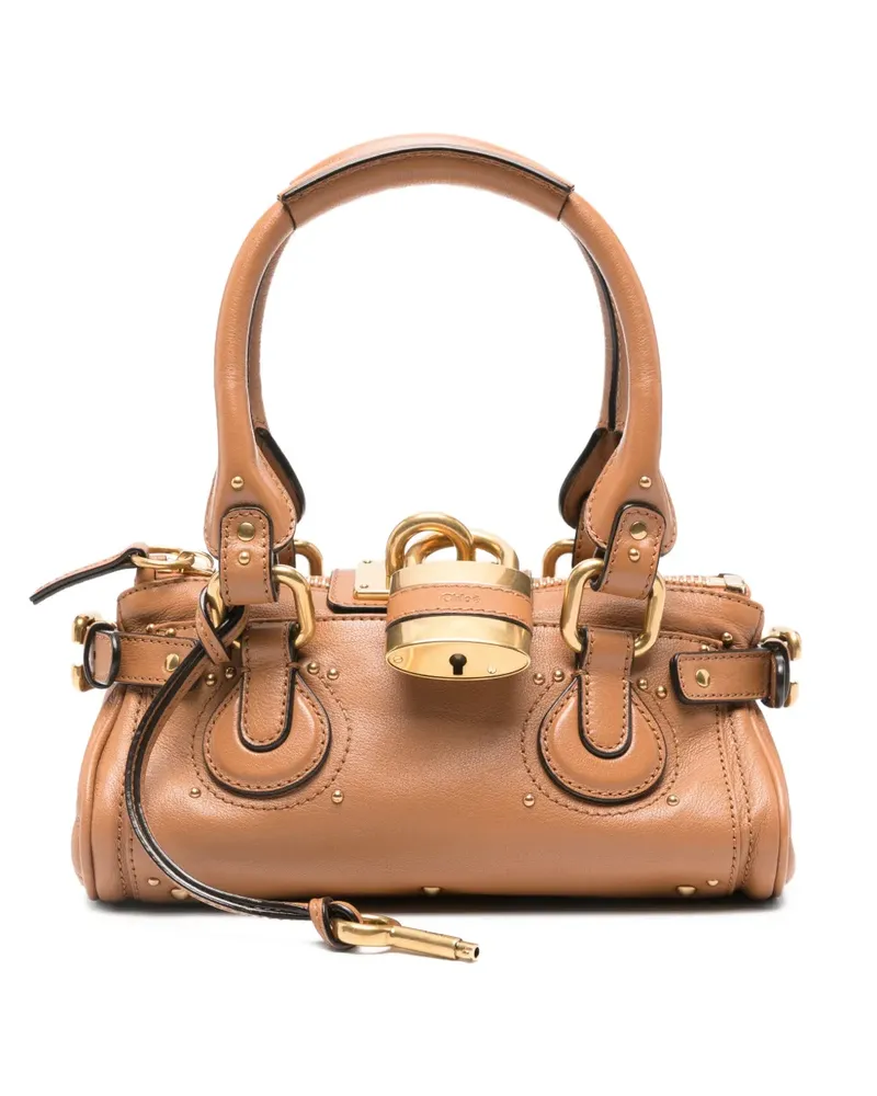 Chloé grained leather padlock paddington shoulder bag - 209 - MUSTANG BROWN 209