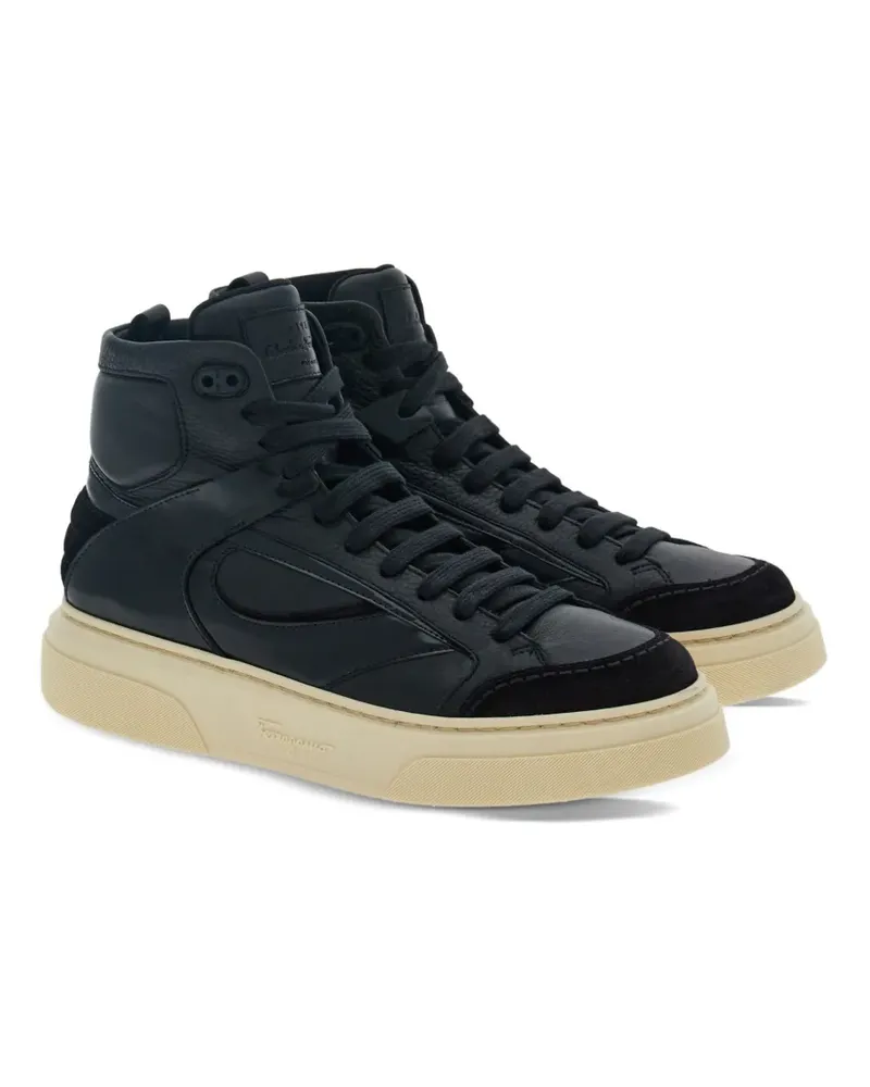 Ferragamo High-Top-Sneakers mit Logo - Schwarz Schwarz