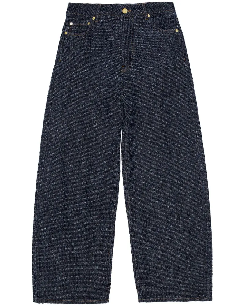 Ganni Jeans mit weitem Bein - Blau Blau