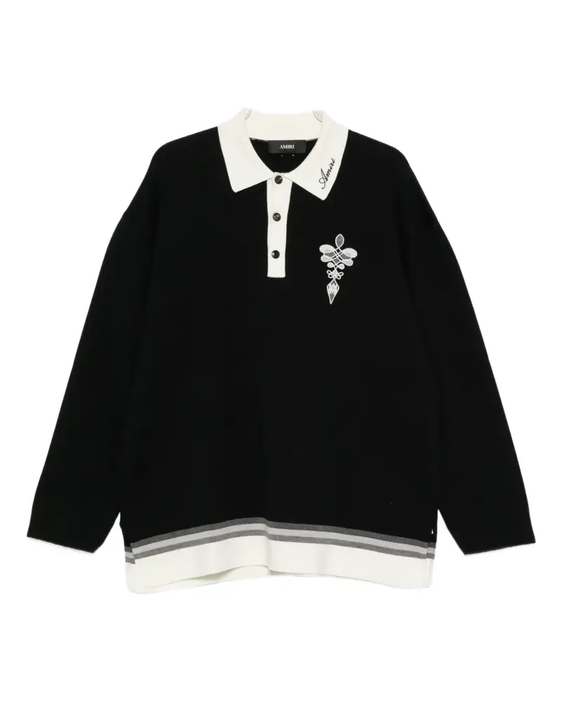 Amiri logo-embroidered striped-trim polo shirt - Schwarz Schwarz