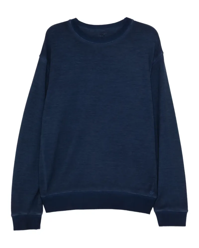 120% Lino logo-embroidered long-sleeve sweatshirt - Blau Blau