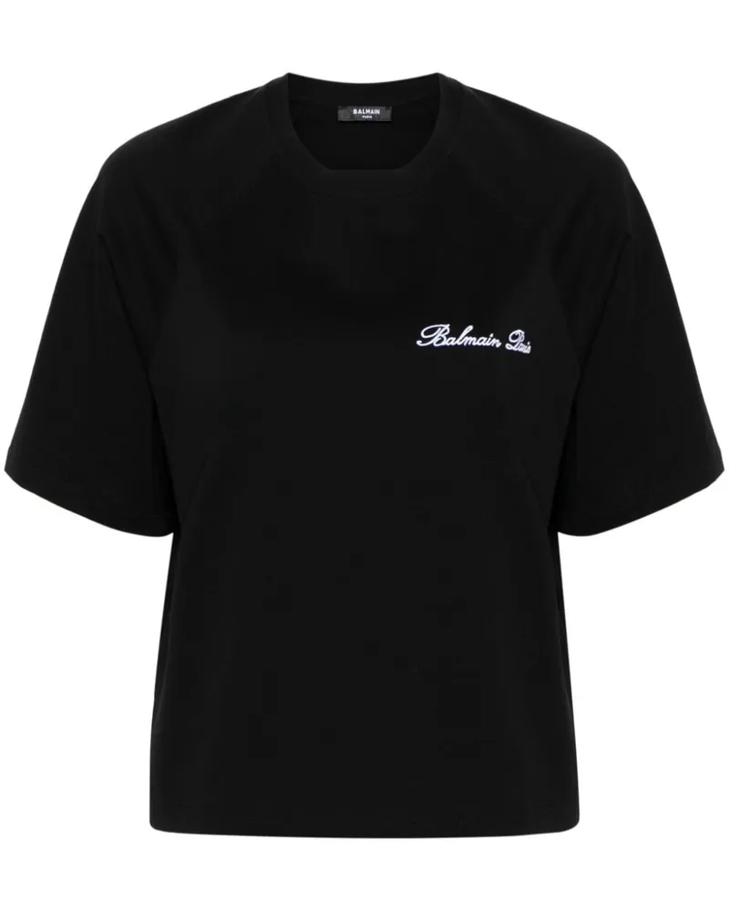 Balmain T-Shirt mit Logo-Stickerei - Schwarz Schwarz