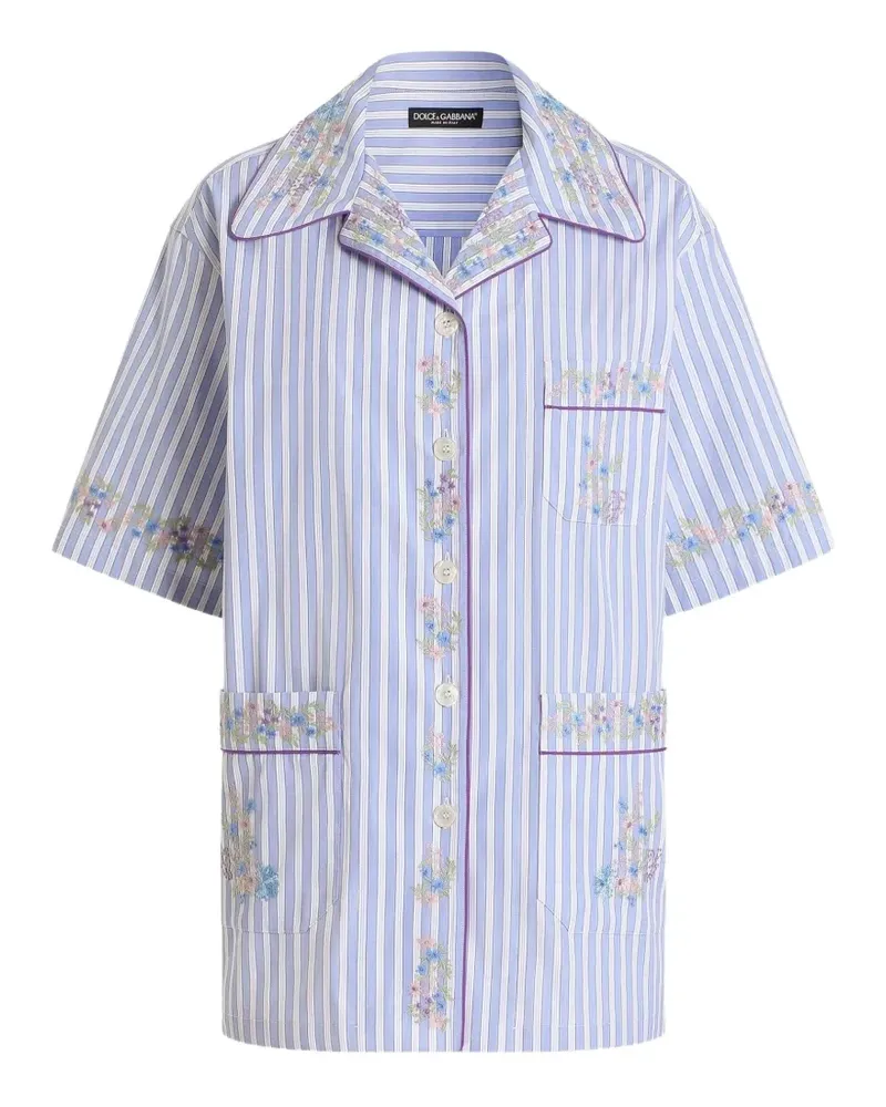 Dolce & Gabbana cotton shirt with flower embroidery - Blau Blau