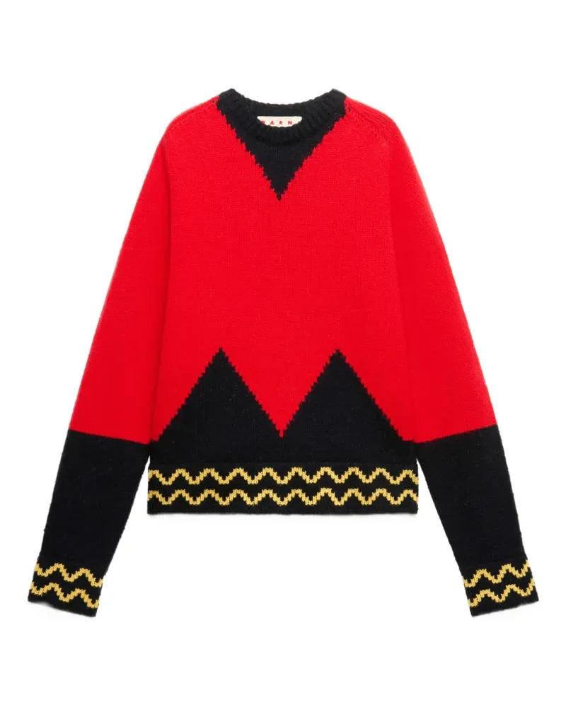 Marni Pullover mit geometrischer Intarsie - Rot Rot