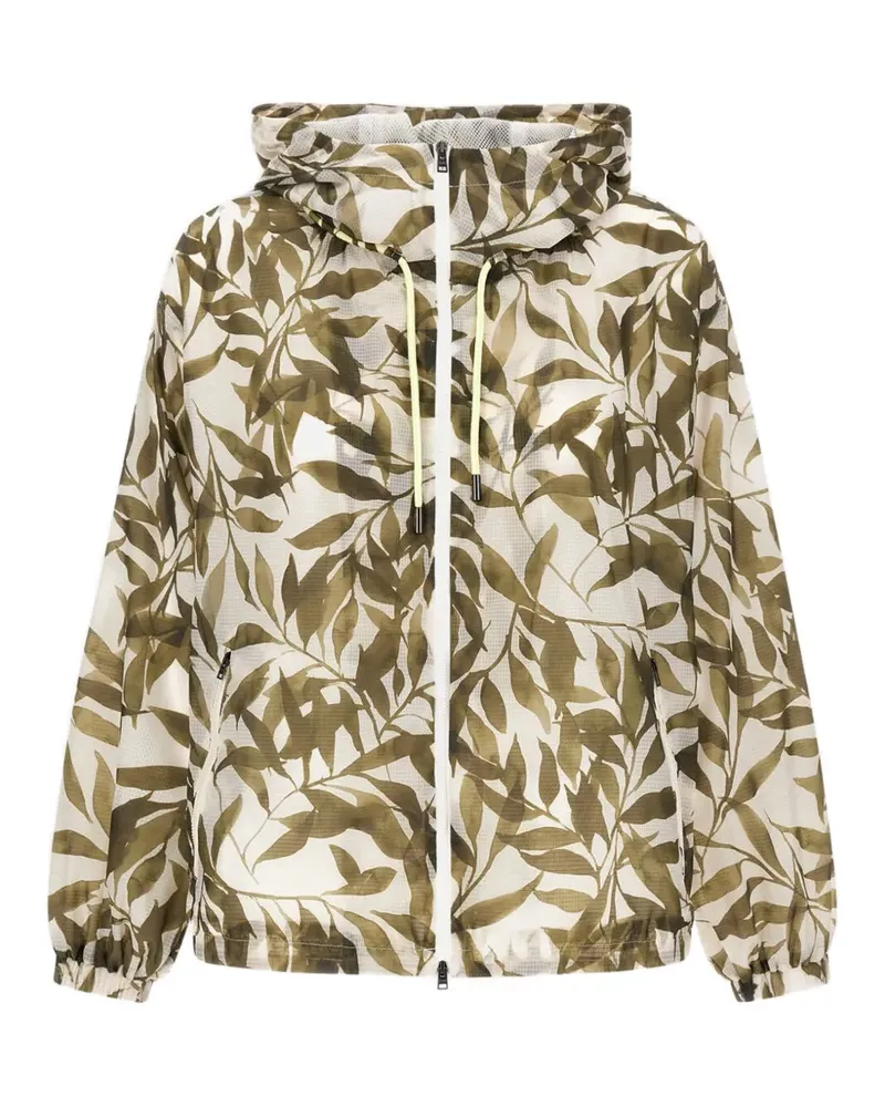 Herno Kordelzug-Jacke mit Blatt-Print - Nude Nude