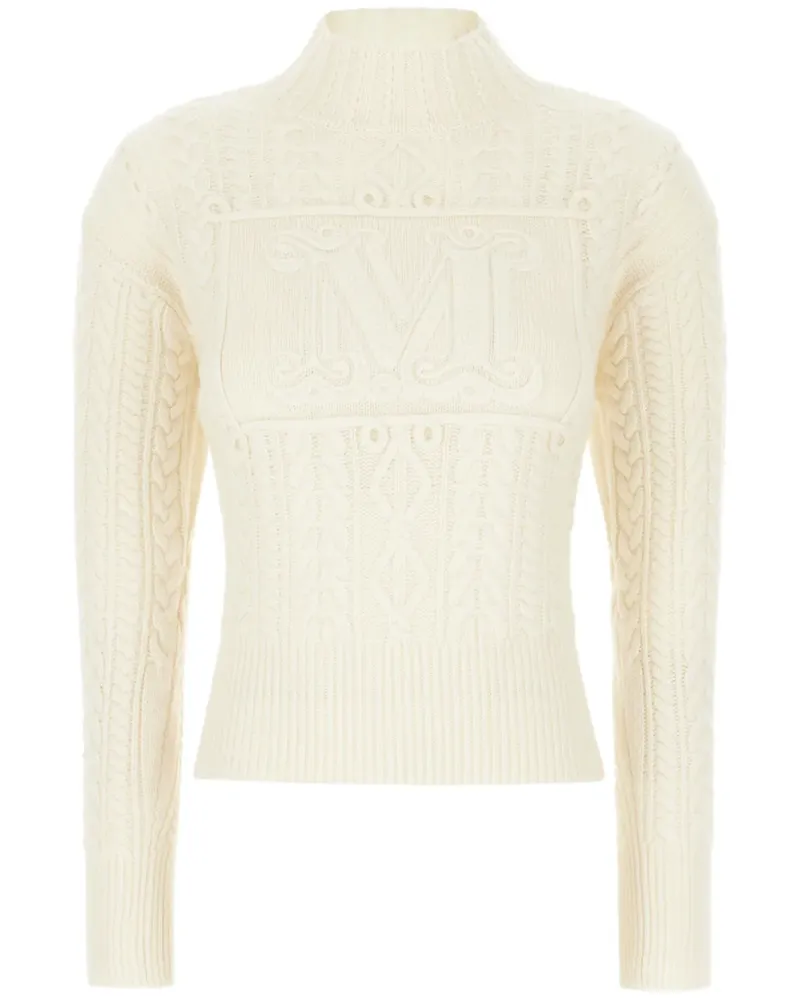 Max Mara Zopfmuster-Pullover mit Monogramm - Weiß Weiß