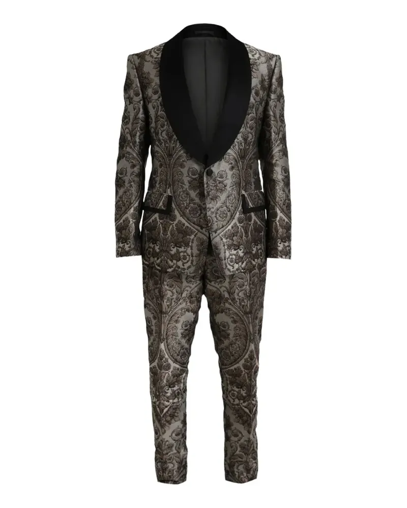 Dolce & Gabbana Dreiteiliger Anzug mit floralem Jacquard - Braun Braun