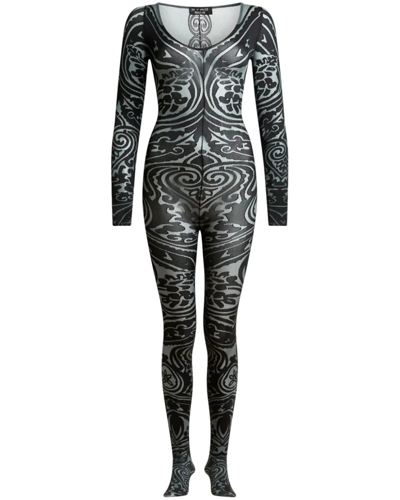Etro x Wolford Body mit Paisley-Tattoomuster - Schwarz Schwarz