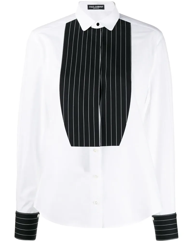 Dolce & Gabbana Smoking-Hemd mit Kontrastlatz - Weiß Weiß