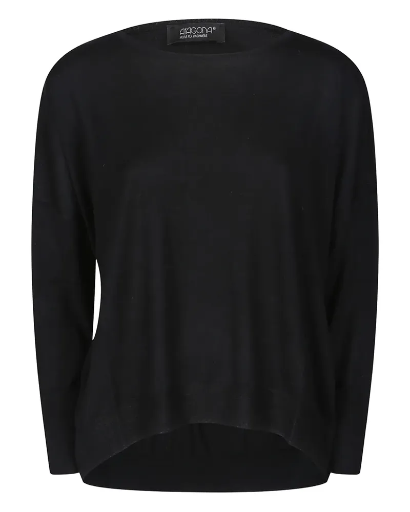 ARAGONA boat-neck wool jumper - Schwarz Schwarz