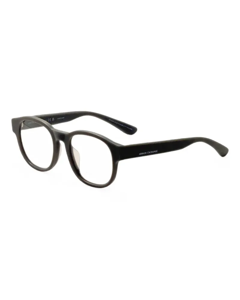 Armani Exchange Matte Brille mit rundem Gestell - Schwarz Schwarz