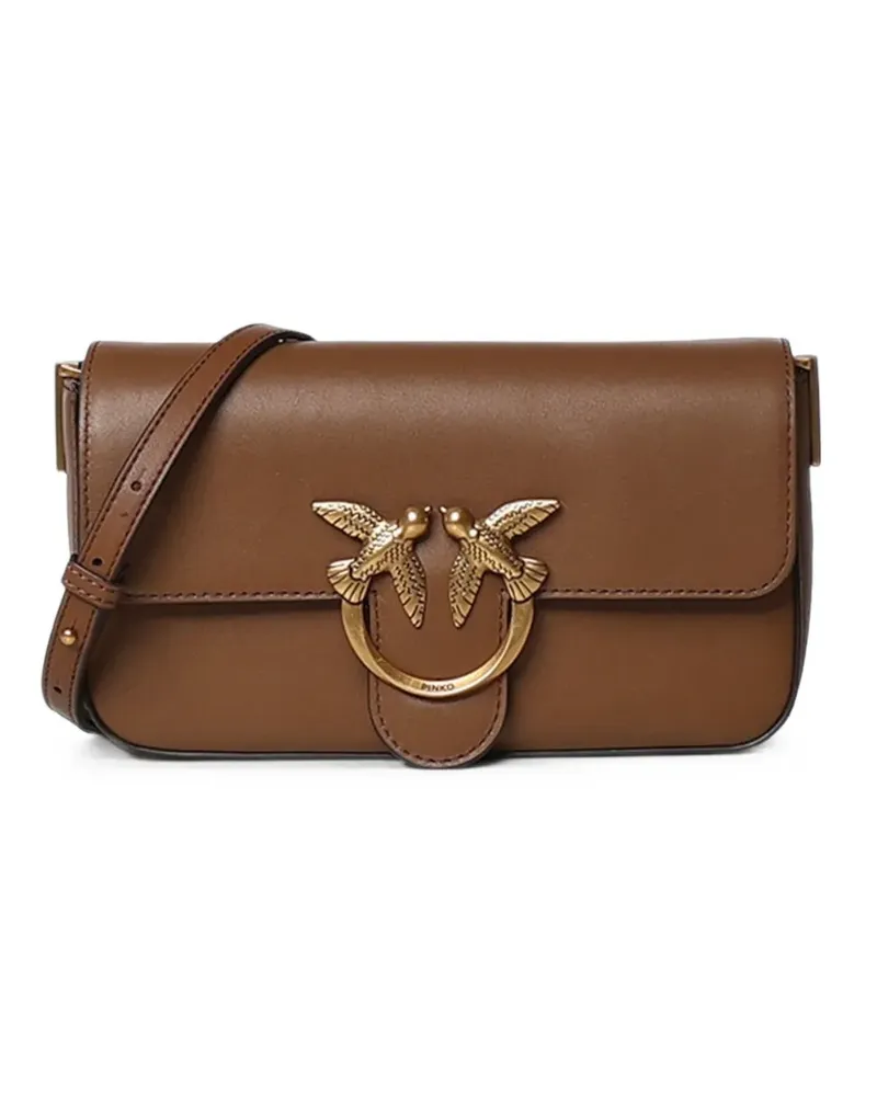 Pinko Love Birds leather shoulder bag - Braun Braun