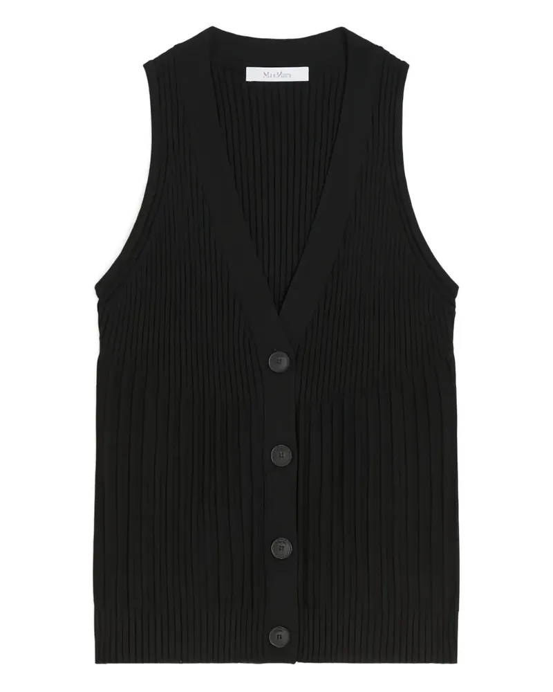 Max Mara Gerippter Pullunder mit Knopfleiste - 002|BLACK 002