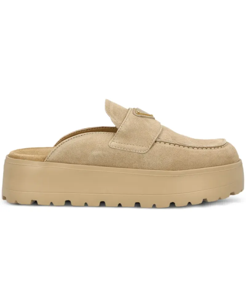 Prada Mules mit Logo-Schild 45mm - Nude Nude