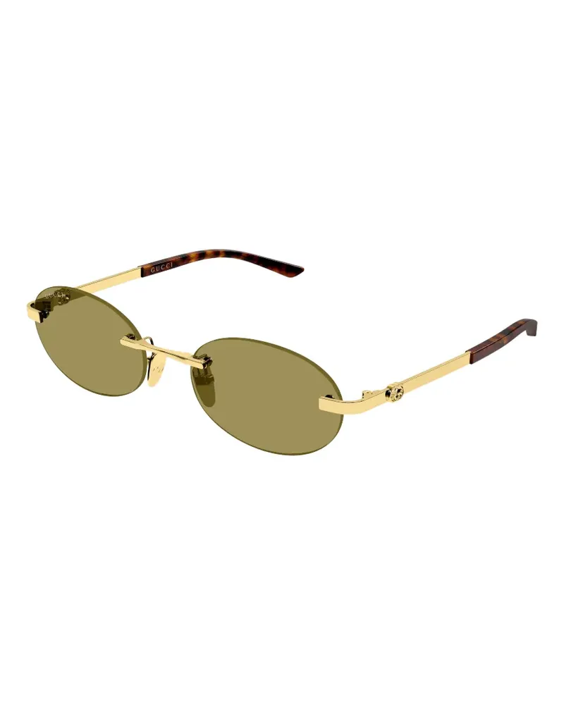 Gucci GG Sonnenbrille mit ovalem Gestell - Gold Gold