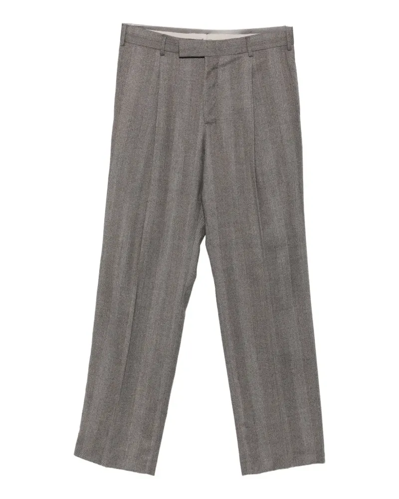 PT TORINO herringbone pleated trousers - Braun Braun