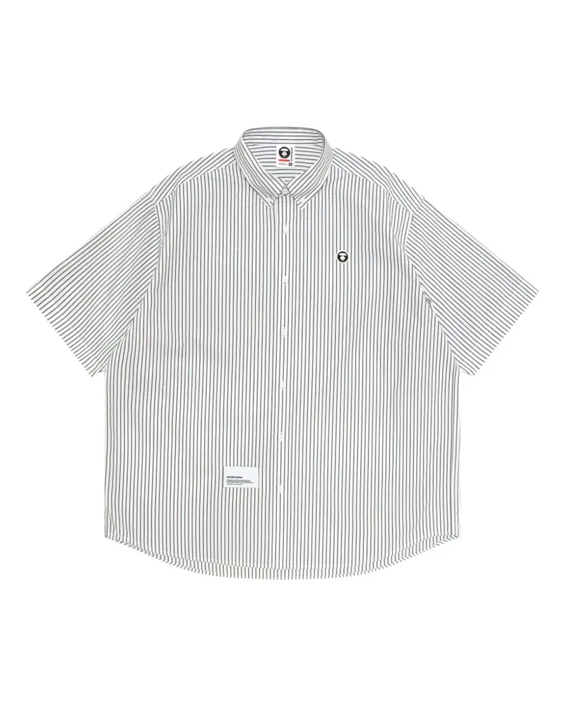 BAPE Gestreiftes Hemd mit Patch - Weiß Weiß