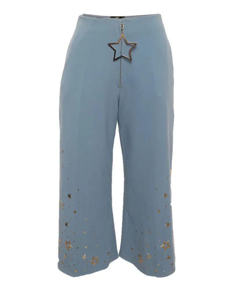 Elisabetta Franchi star-stud wide-leg trousers - Blau Blau