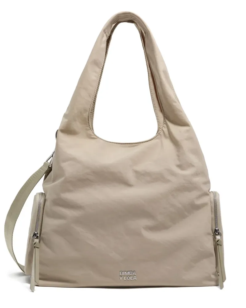 BIMBA Y LOLA Paper Schultertasche mit Reißverschlussfach - Nude Nude