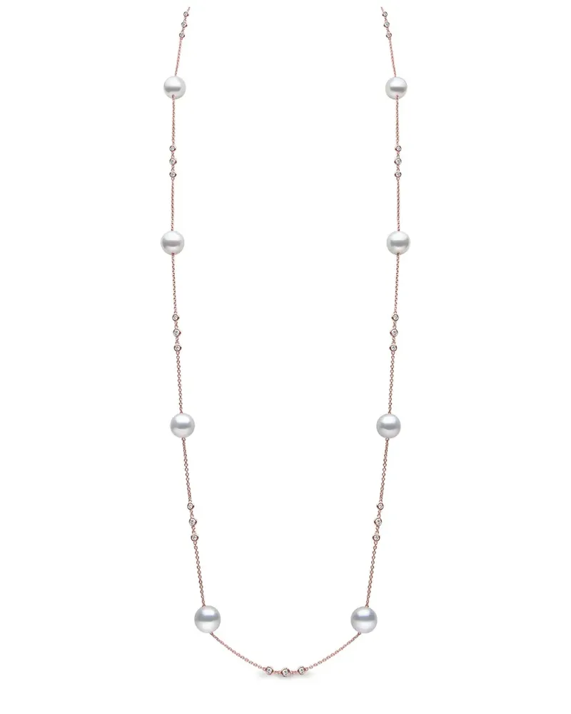 YOKO London 18kt Rotgoldhalskette mit Akoya-Perle und Diamanten Gold