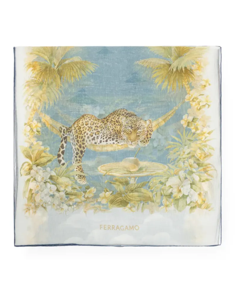 Ferragamo Schal mit Leopardenprint - Blau Blau