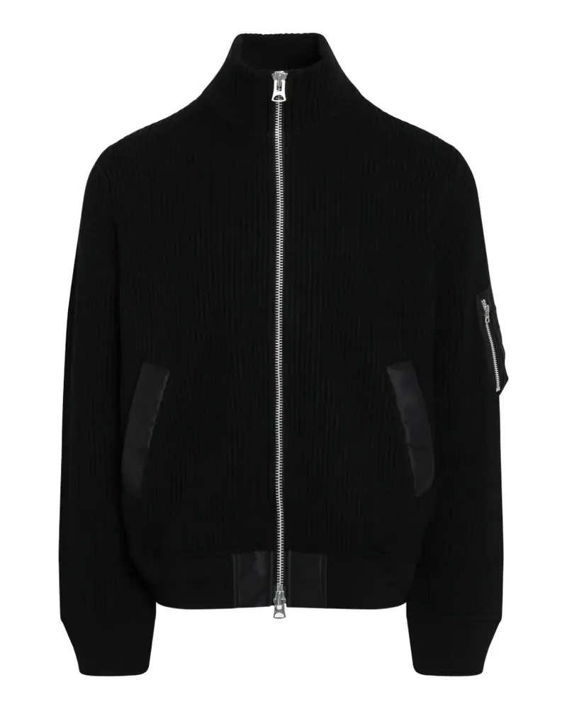 Sacai Gerippter Cardigan mit Reißverschluss - Schwarz Schwarz