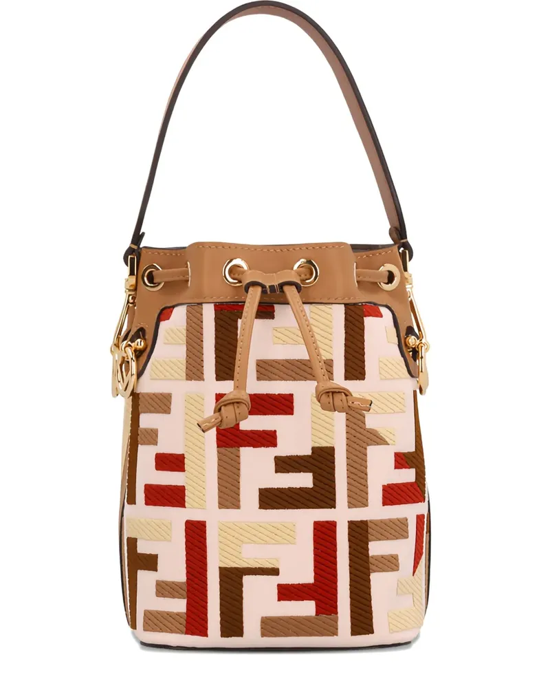 Fendi mini Mon Tresor FF-motif bucket bag - Nude Nude
