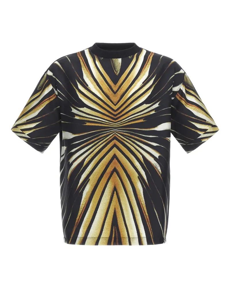Roberto Cavalli Gestreiftes T-Shirt - Gold Gold