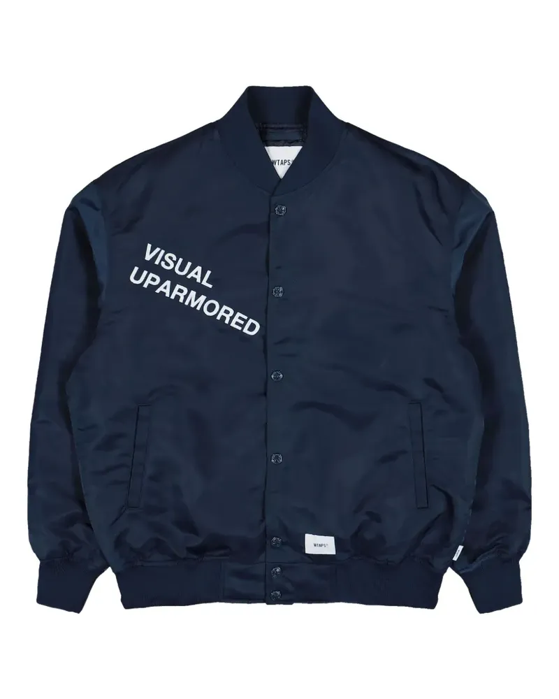 WTAPS logo-printed bomber jacket - Blau Blau