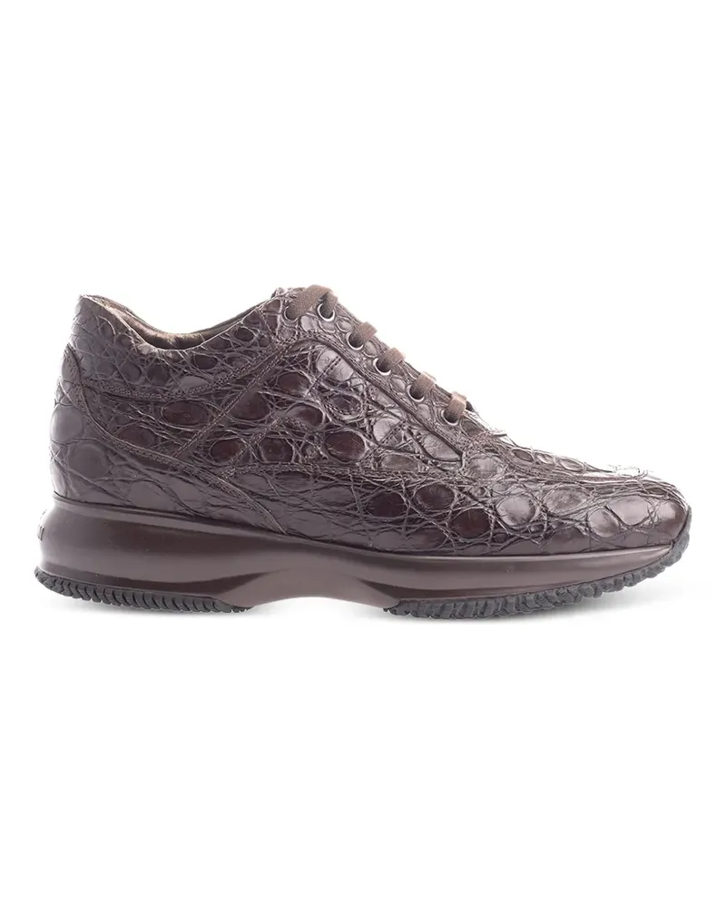 Hogan crocodile-effect leather sneakers - Braun Braun