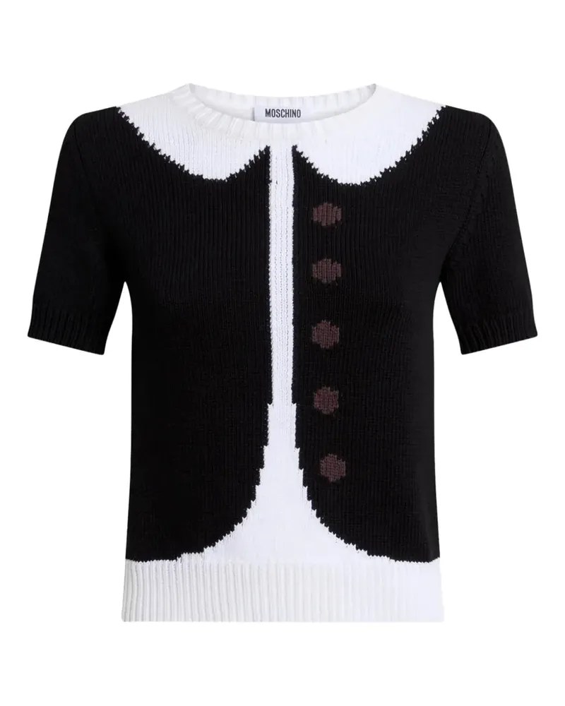 Moschino collared buttoned cotton top - Schwarz Schwarz