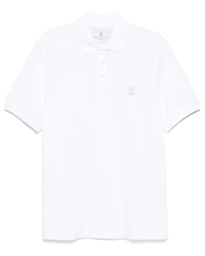 Brunello Cucinelli Poloshirt mit Logo-Print - Weiß Weiß